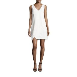 Diane Von Furstenberg Jenn White Cream V-Neck Crossover Shift Dress Size 14